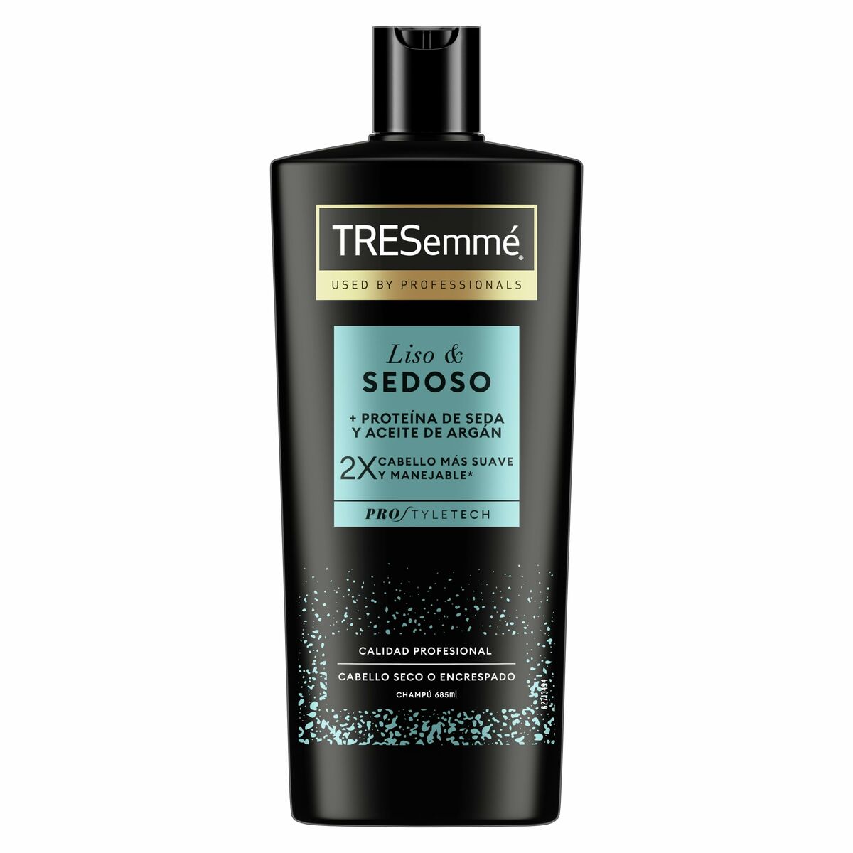 Shampoo Tresemme Liso&Sedoso for smooth and silky hair, enriched with silk protein and argan oil.