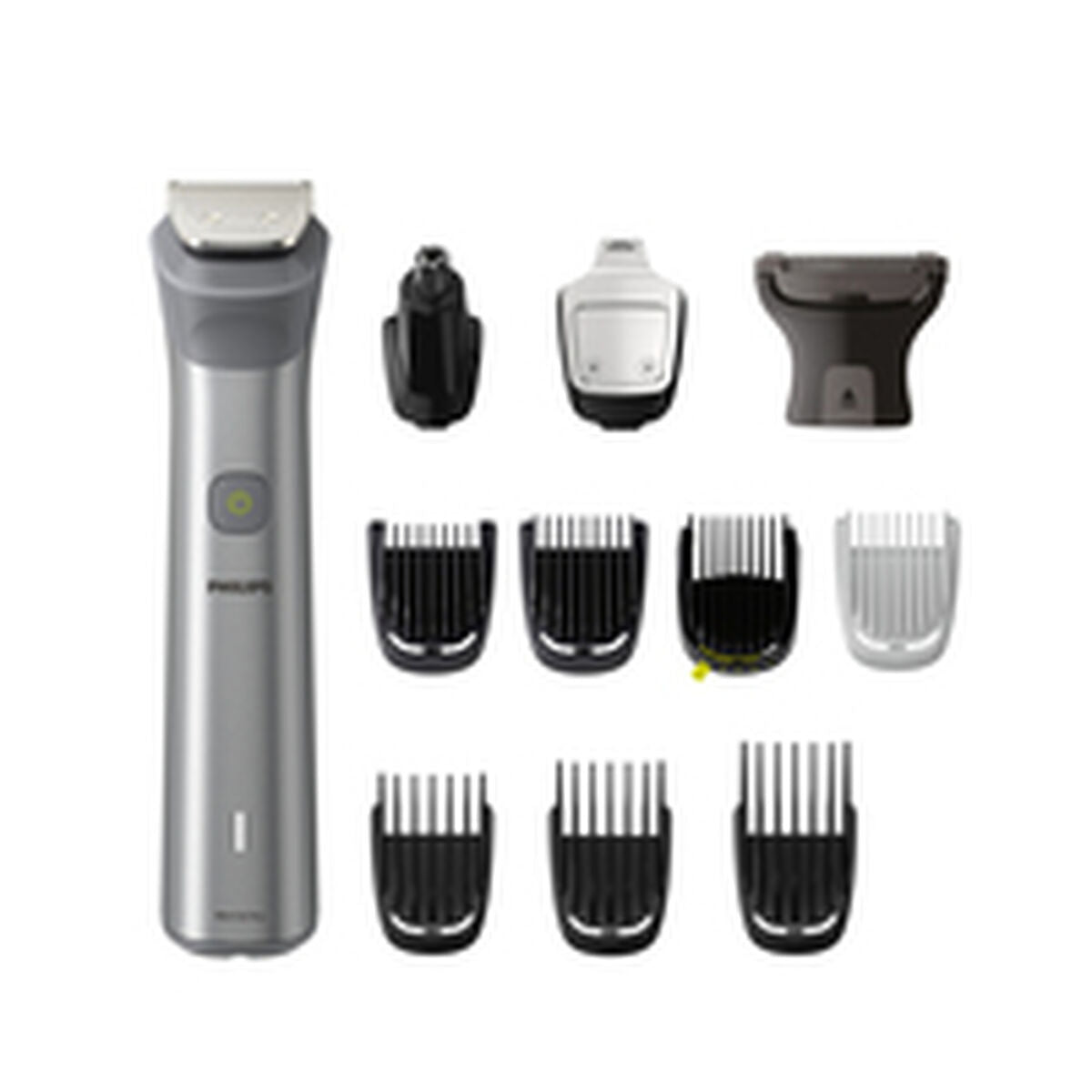 Tondeuses à cheveux Philips MG5940/15 avec accessoires, peignes et tête de rasage, design ergonomique.