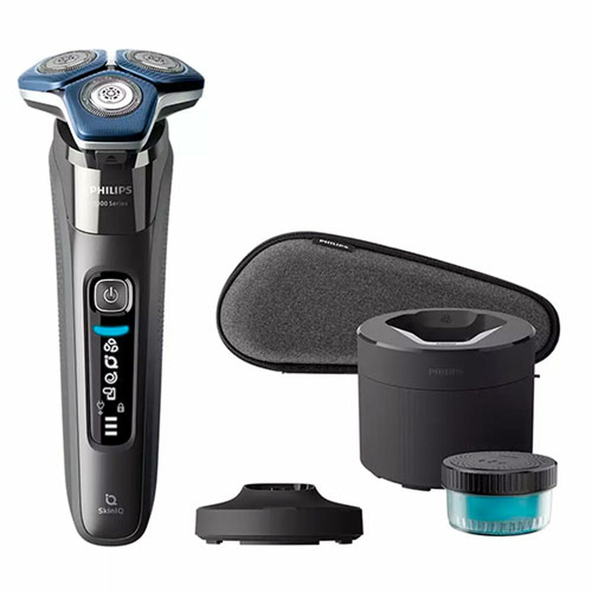 Philips electric shaver with USB charging, washable features, and accessories for personal grooming.