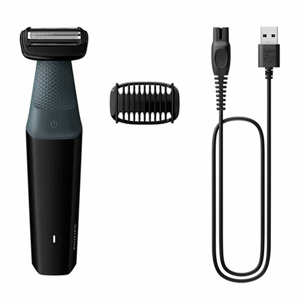 Épilateur à lumière pulsée Philips BG3017 avec accessoire et câble USB pour soins personnels de qualité.