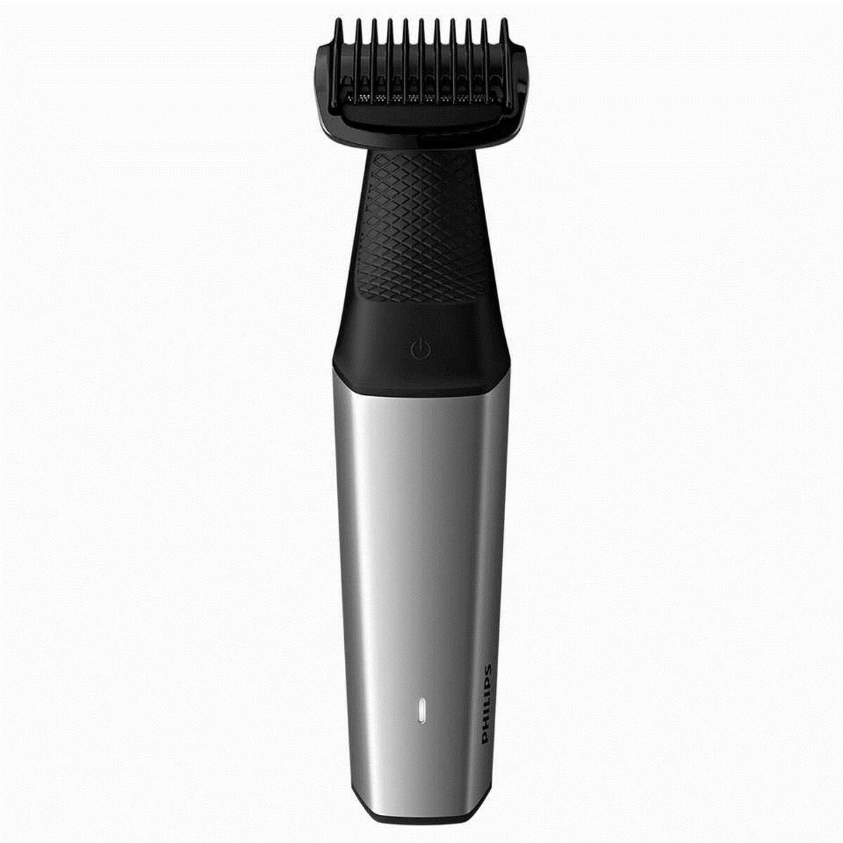 Rasoir pour le corps Philips BG5021/15, design noir argenté, sans fil et adapté pour utilisation humide et sèche.