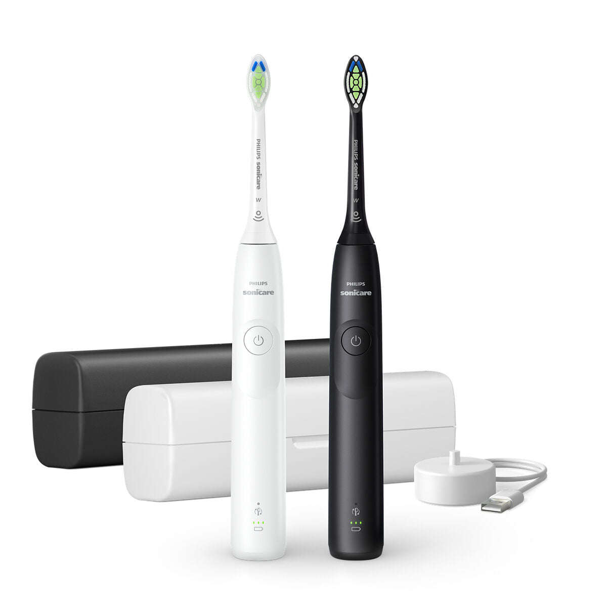 Brosse à dents électrique Philips HX7109/01 DUO SERIE 5300, pack de 2 unités en blanc et noir avec chargeur.