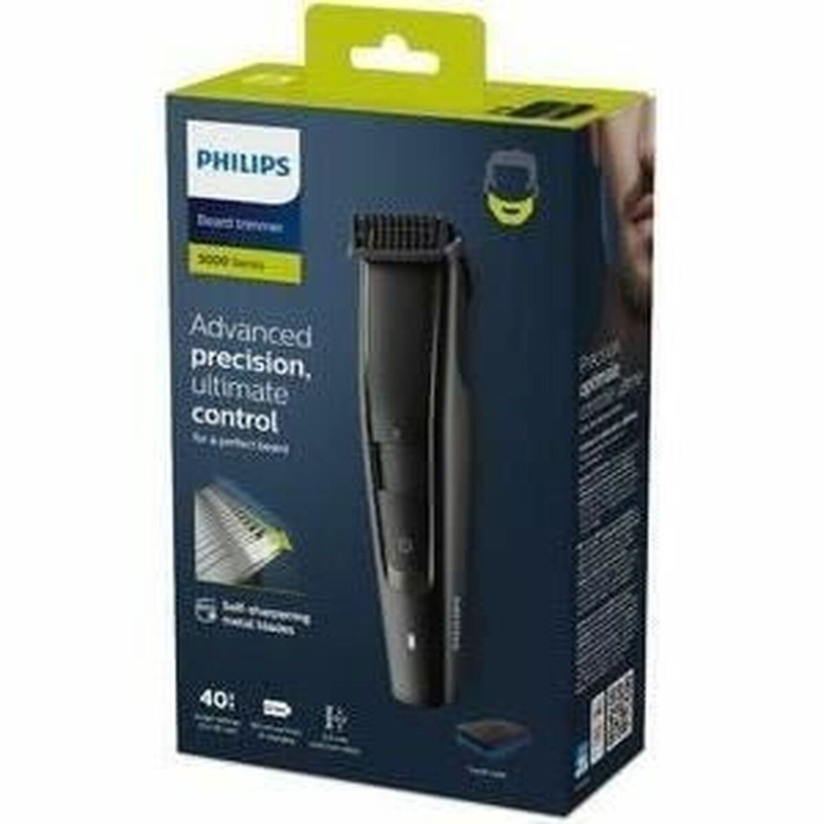 Tondeuse Philips 9000, tondeuse sans fil en acier inoxydable, précise et résistante à l'eau, emballage écoresponsable.