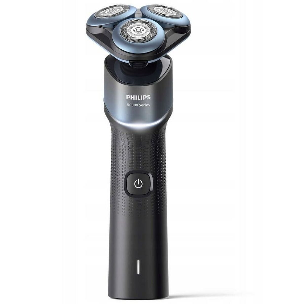 Philips X5006/00 electric shaver with three circular blades, sleek design, and easy-to-use button