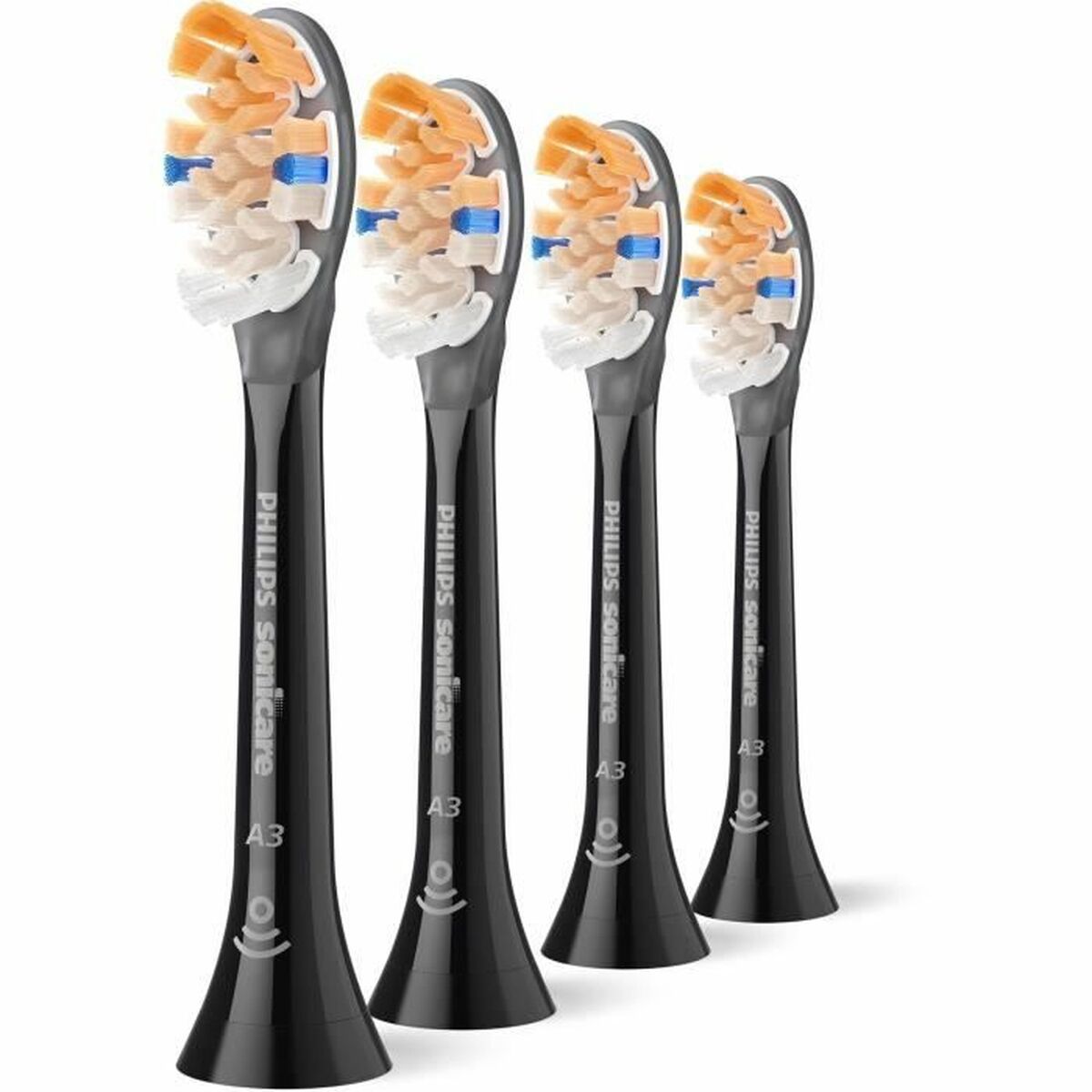 Tête de rechange Philips Noir, 4 unités, pour brosse à dents électrique, design moderne et efficace