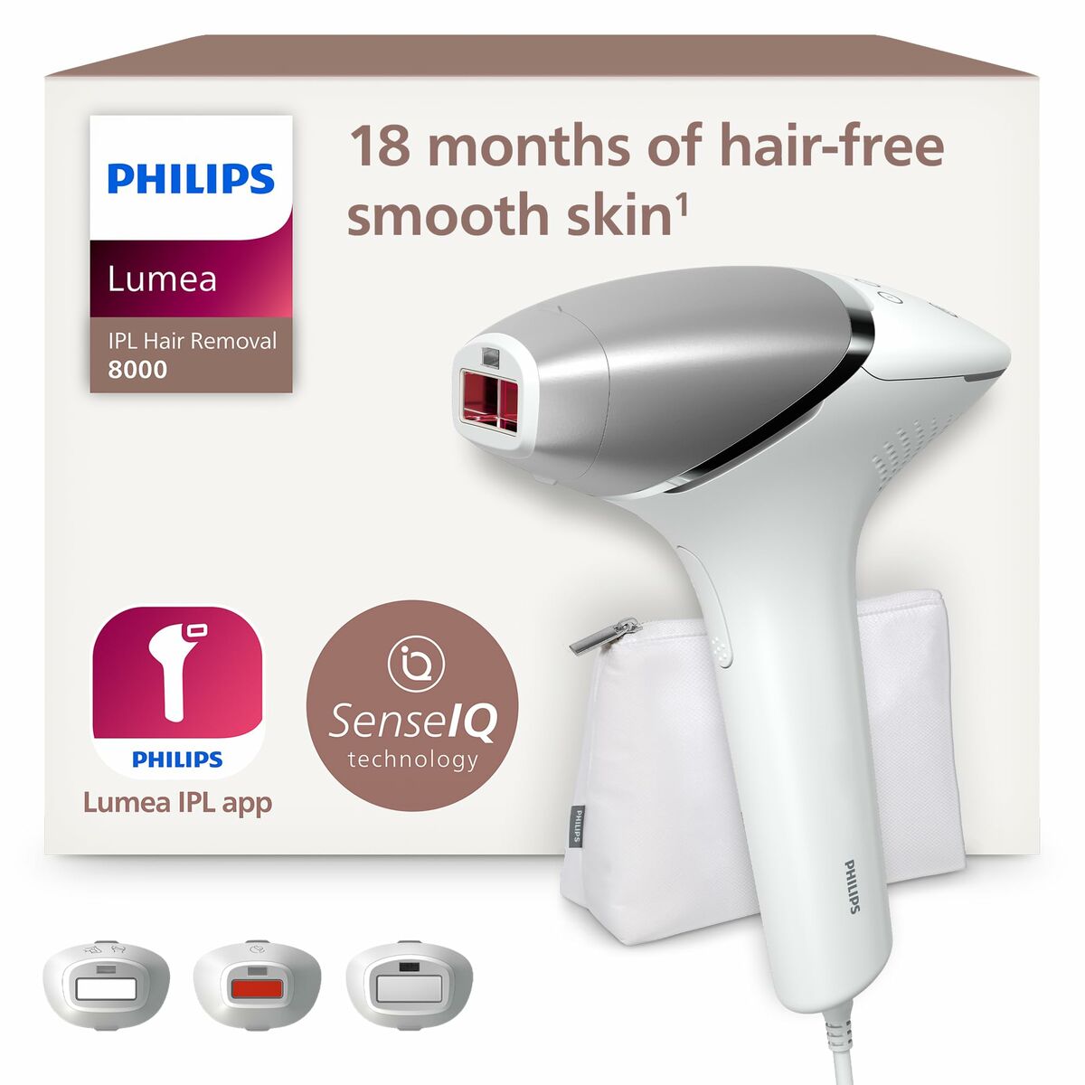 Philips Lumea BRI946/00 hair removal device with packaging and accessories, offering 18 months of smooth skin.