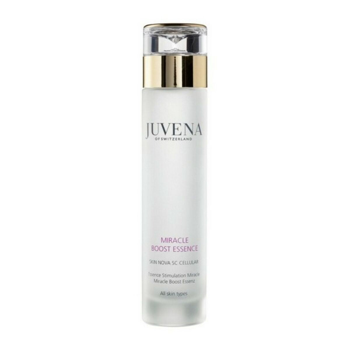 Juvena Miracle Boost Essence serum, 125 ml, designed for women's skincare, suitable for all skin types.