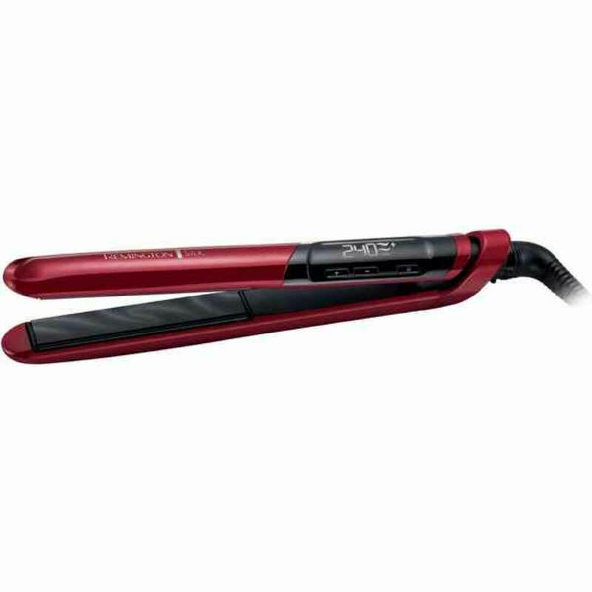 Lisseur à cheveux Remington Noir Rouge avec écran intégré et système de chauffage ultra rapide.