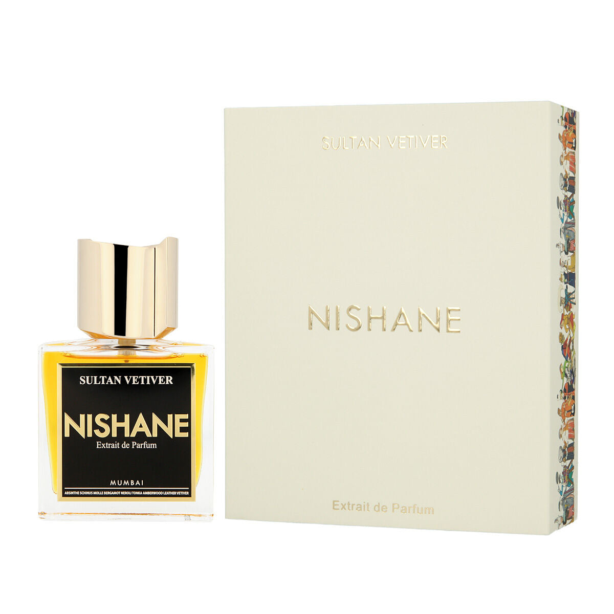 Parfum Unisexe Nishane Sultan Vetiver EDP 50 ml avec emballage élégant, mettant en avant une fragrance unique.