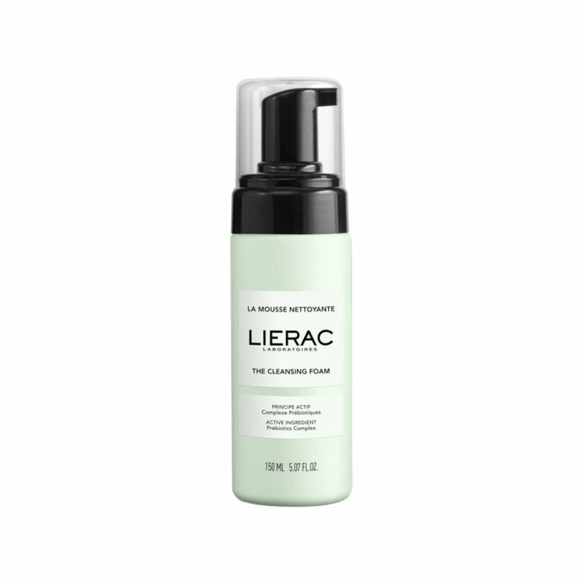 Mousse nettoyante Lierac Prebiotics Complex, 150ml, produit de beauté démaquillant en format doseur.