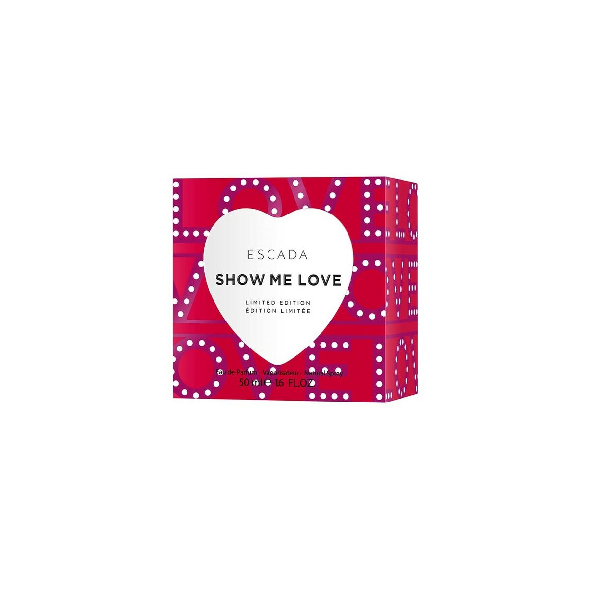 Escada Show Me Love EDP 50 ml limited edition package with vibrant heart design