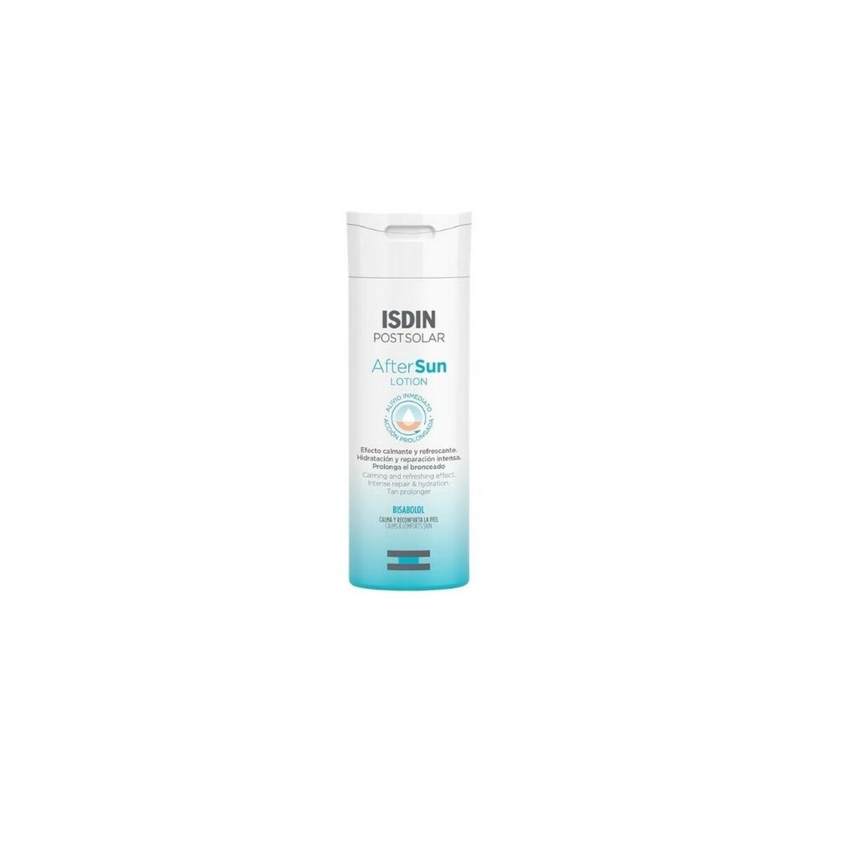ISDIN After Sun Post Solar lotion bottle, 200 ml, refreshing skincare for sun-exposed skin.