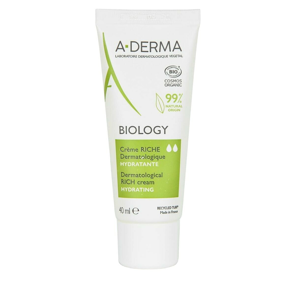 Crème Hydratante A-Derma Biology 40 ml, soin pour peau sèche et sensible, crème hydratante dermatologique.
