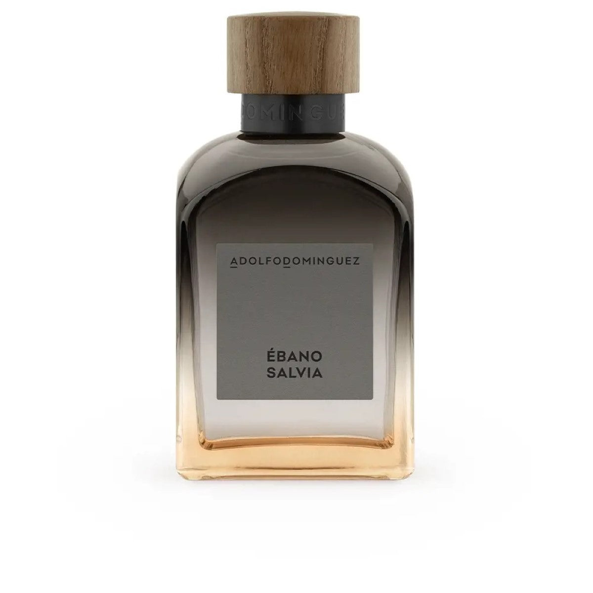 Bouteille de parfum homme Adolfo Dominguez Ébano Salvia EDP 120 ml avec capuchon en bois.