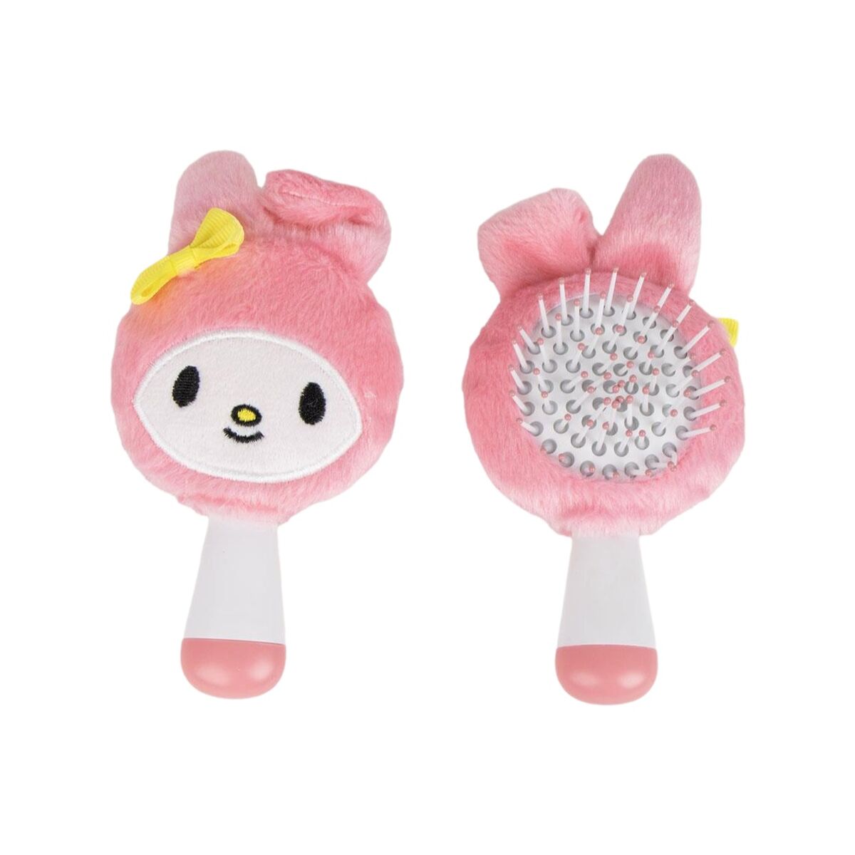 Brosse démêlante Hello Kitty rose, design mignon en forme de lapin, idéale pour coiffer et démêler les cheveux.