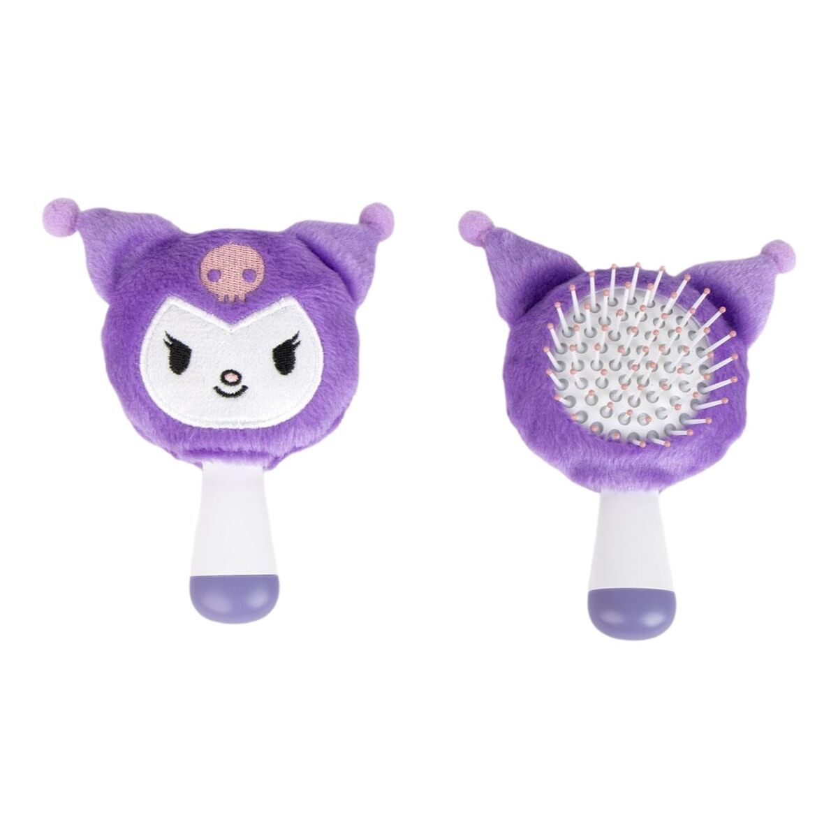 Brosse Démêlante Hello Kitty Violet avec un design mignon en peluche, idéale pour le soin des cheveux.