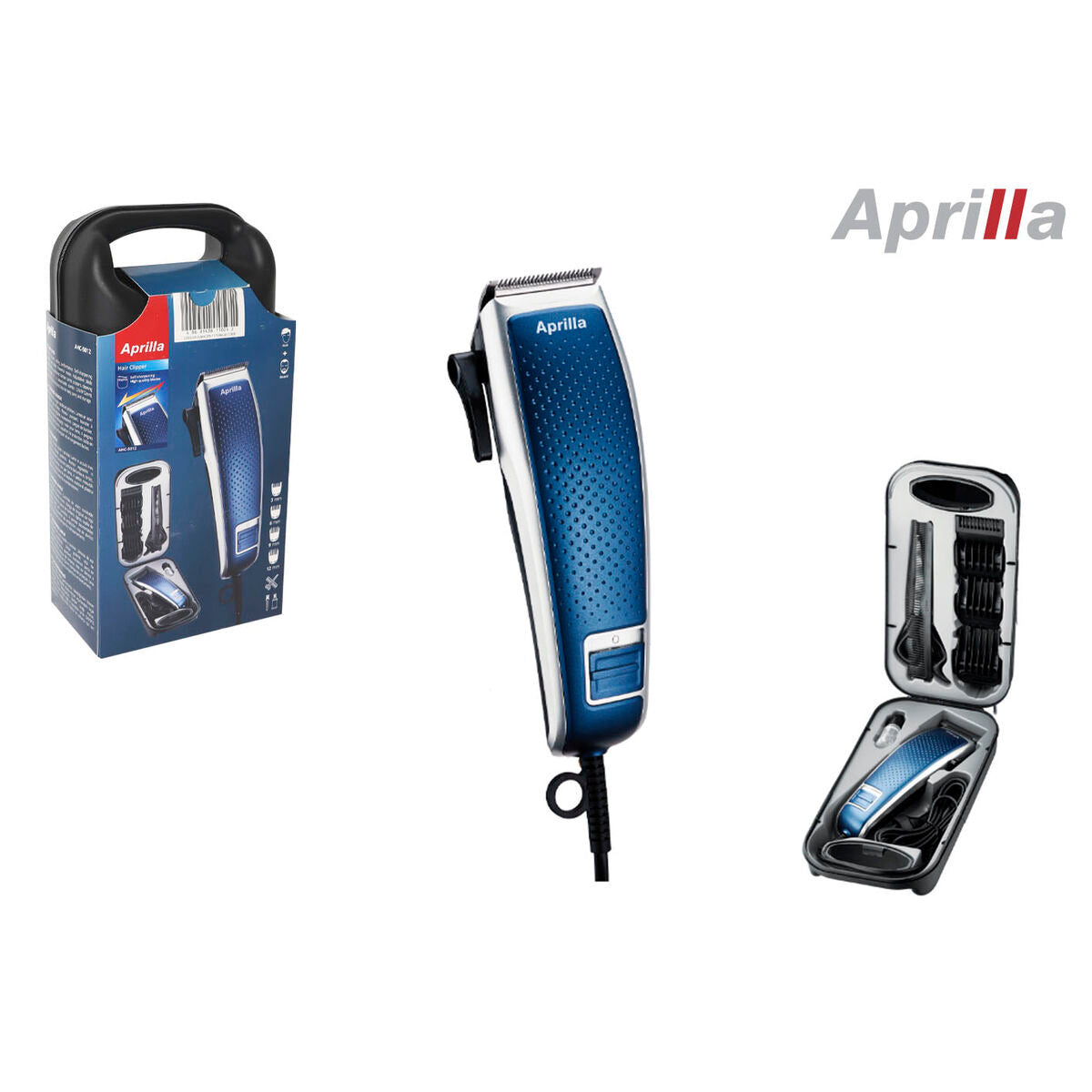 Tondeuse Aprilla Aprilla en bleu avec accessoires, 6 unités, 7 W, prise EU, idéal pour les coupes à domicile.