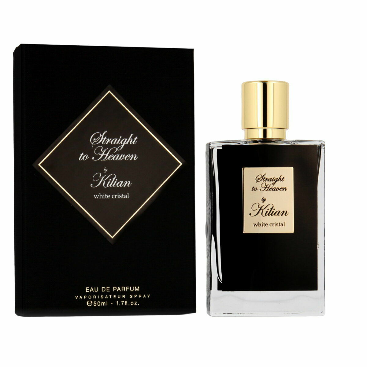 Parfum Homme Kilian Straight to Heaven 50 ml, flacon et emballage, parfum de luxe pour homme Eau de Parfum.